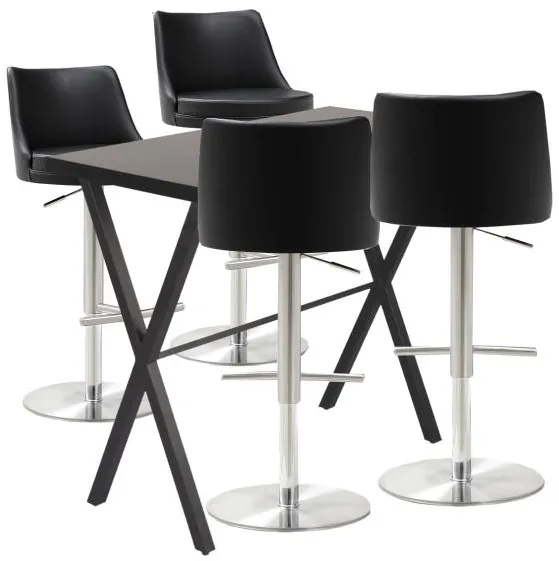 Homeville Barbord sett Grappa/Luna barstol svart/krom