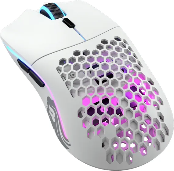 Glorious Model O Wireless - Matt Hvit - Gamingmus - Optisk - 6 knapper - Hvit med RGB-LED-belysning