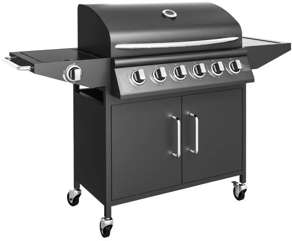 Gassgrill med 6 brennere og bluss