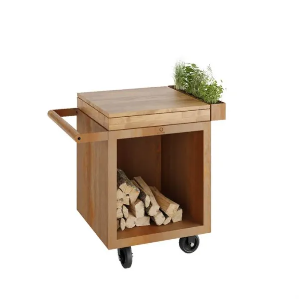 OFYR Mise en Place Table Corten Pro 65 Teak Wood