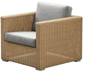 Cane-Line Chester loungestol, Natural, lys grå pute