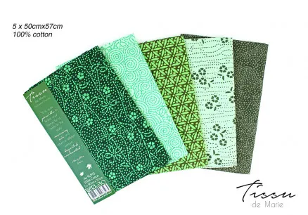 Tissu de Marie Fat Quarter Emerald 50x57cm - 5 stk
