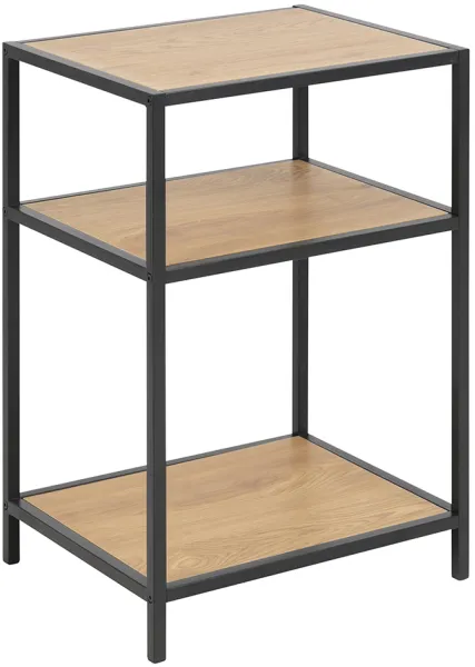 ACT NORDIC Seaford nattbord - natur/svart papirvill eik/metall, med 2 hyller