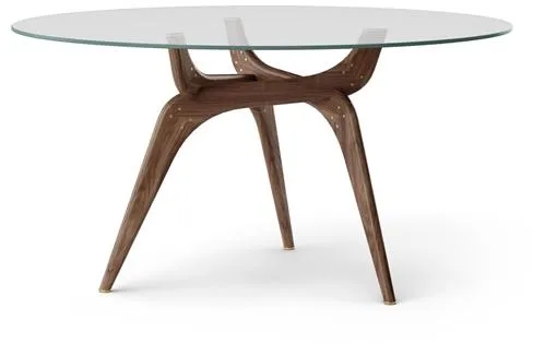 Brdr. Krüger TRIIIO Spisebord Ø135 Valnøtt Olje/Klart Glass