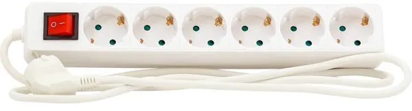 Grenuttak med bryter 6 uttak med jording 1,5m 3G1